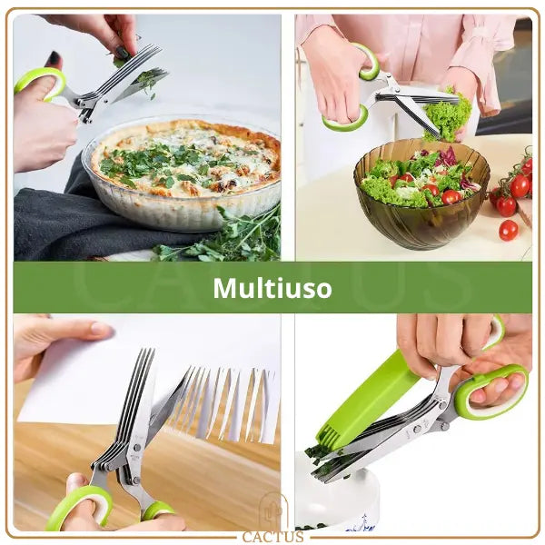 SliceLeaf 5X – Tesoura de Ervas com 5 Lâminas em Aço Inoxidável
