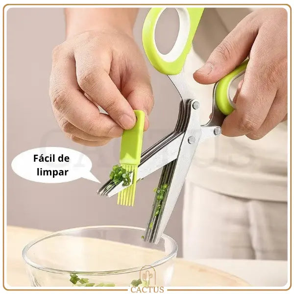 SliceLeaf 5X – Tesoura de Ervas com 5 Lâminas em Aço Inoxidável